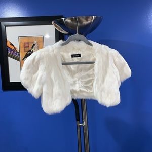 White Faux Fur Cropped Jacket